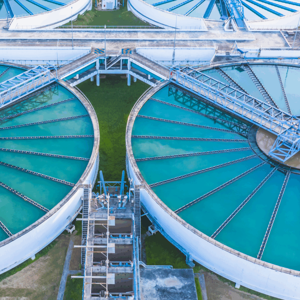 a large white tanks with blue water